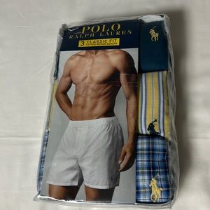 Polo Ralph Lauren, three pack, classic fit cotton woven boxers, multicol…